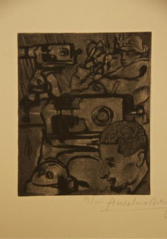 Les Mitrailleuses - Etching by Anselmo Bucci - 1917