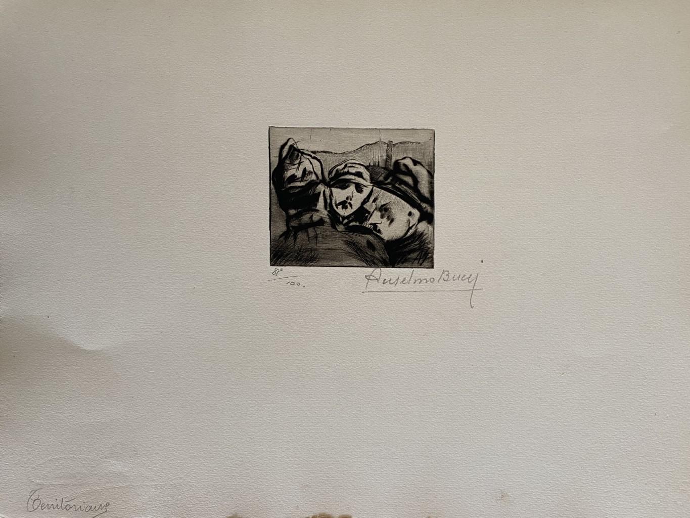 Militante - Grabado original de Anselmo Bucci - 1917 en venta 1