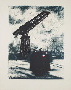 Militaries at the Port - Original Lithograph on Paper - 1918