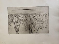 Military Life - Original Etching by Anselmo Bucci - 1917s