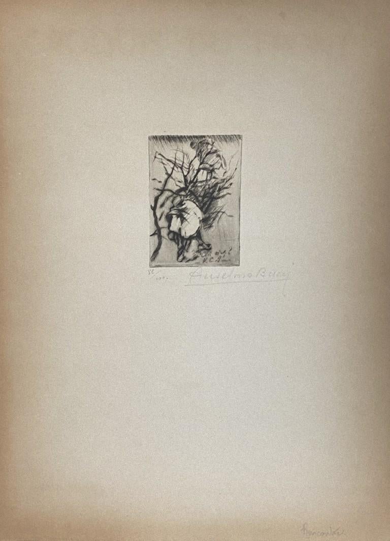 Militar - Aguafuerte de Anselmo Bucci - 1917 en venta 1