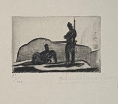 Military - Original Etching by Anselmo Bucci - 1917 
