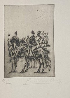 Military - Etching by Anselmo Bucci - 1917 