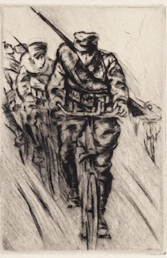 Military – Original-Radierung von Anselmo Bucci – 1917