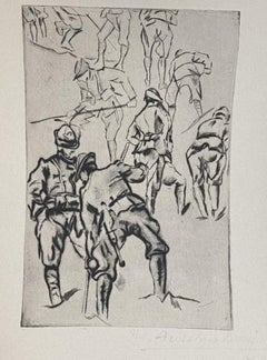 Military - Etching by Anselmo Bucci - 1917