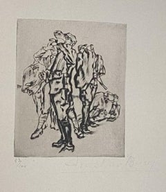 Military - Original Etching by Anselmo Bucci - 1917