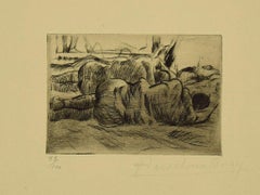Military - Original Etching by Anselmo Bucci - 1917