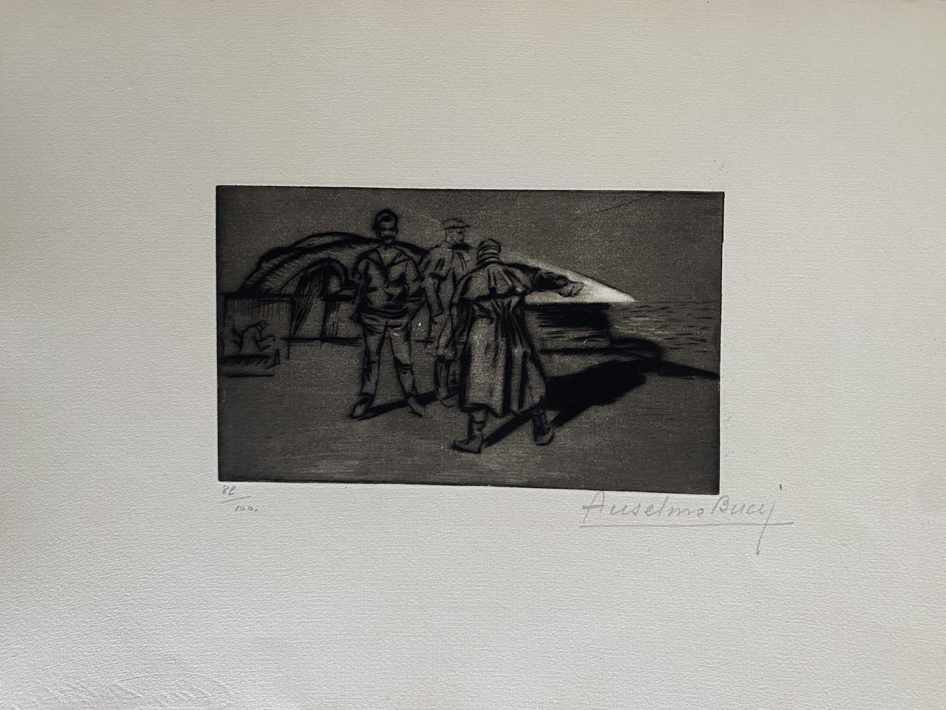 Military - Original Etching by Anselmo Bucci - 1917s For Sale 1