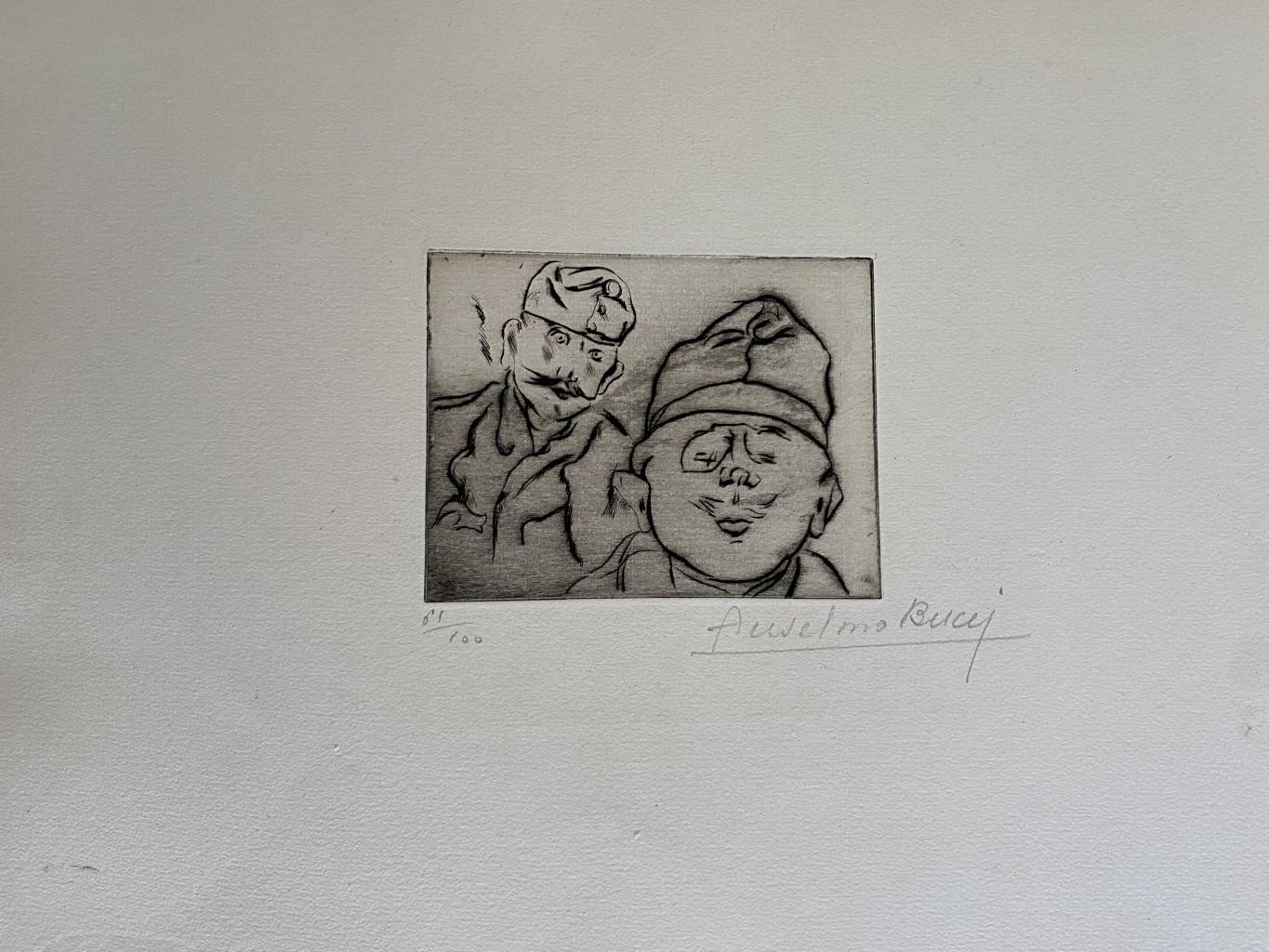 Military - Original Etching by Anselmo Bucci - 1917s For Sale 1