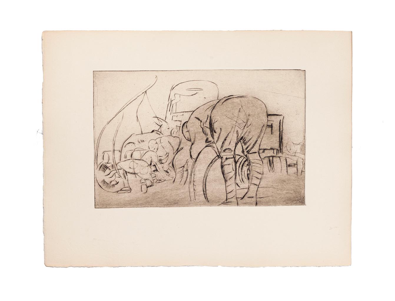 Military - Original-Radierung von Anselmo Bucci - 1919