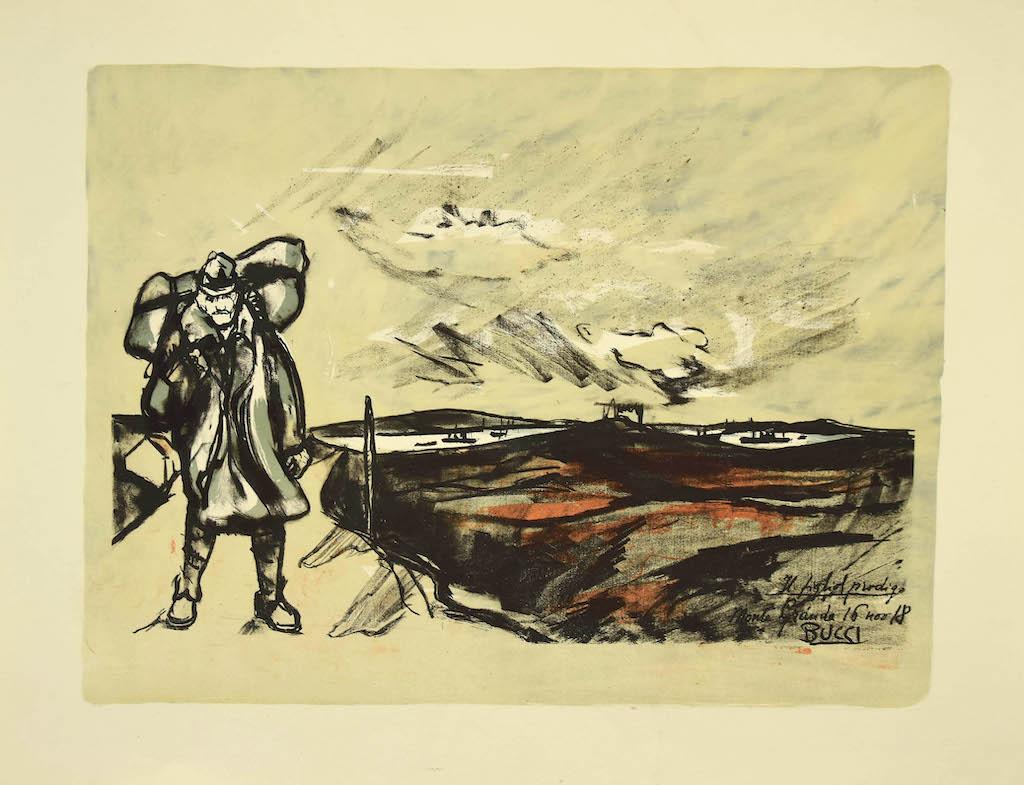 Military -  Lithograph on Paper by Anselmo Bucci - 1918
