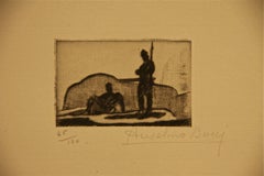 Sentinelle dans la Montagne - Acquaforte di Anselmo Bucci - 1917