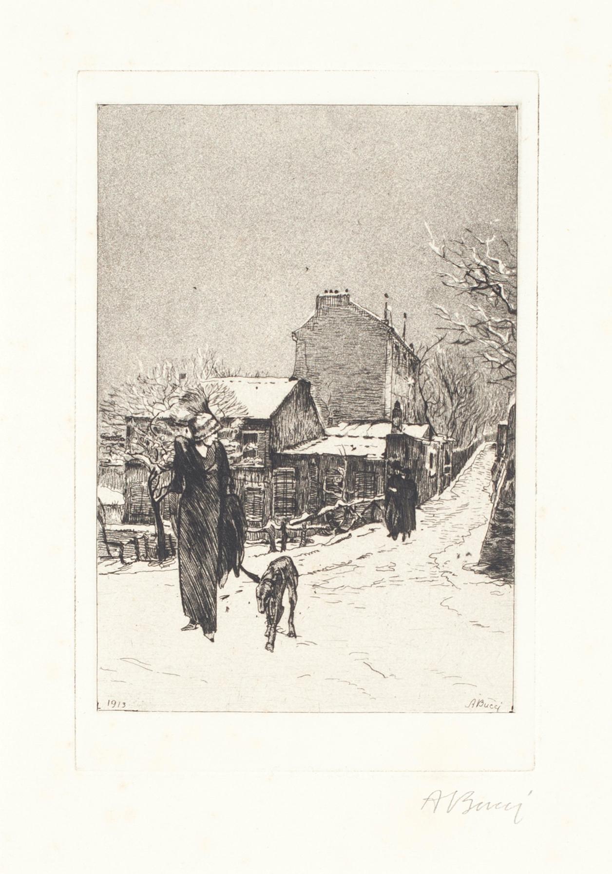 Under the Snow - Original Etching by Anselmo Bucci - 1913