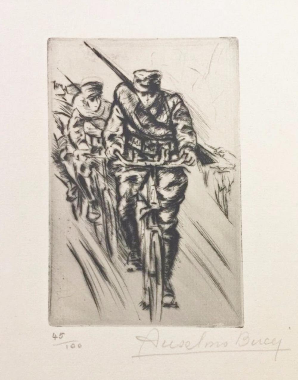 Image dimensions: 15 x 10  cm.

Hand signed. Edition of 100 prints on Hollande paper. From the collection: “Croquis du Front Italien”, published in Paris by D'Alignan editions. Anselmo Bucci was an Italian painter and printmaker.

He took part in