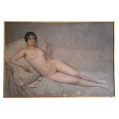 Peinture à l'huile sur toile « Nu féminin » d'Anselmo M. Nieto, signée
