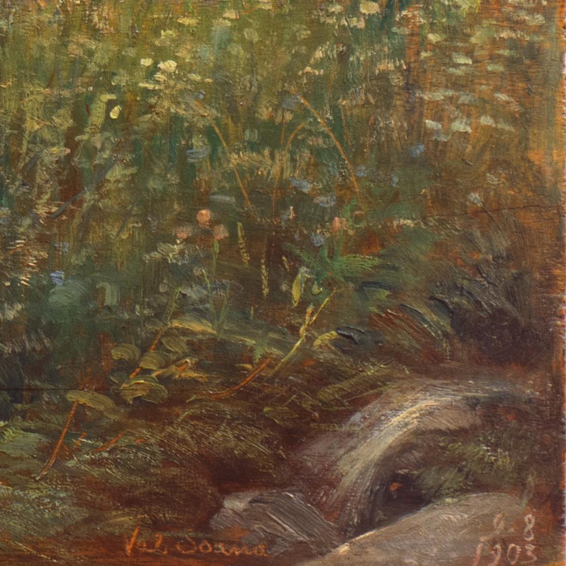 Primavera en el Valle de Soana, ' Dolomitas, Piamonte, Parque Nacional del Gran Paradiso - Painting Realista de Anselmo Sacerdote