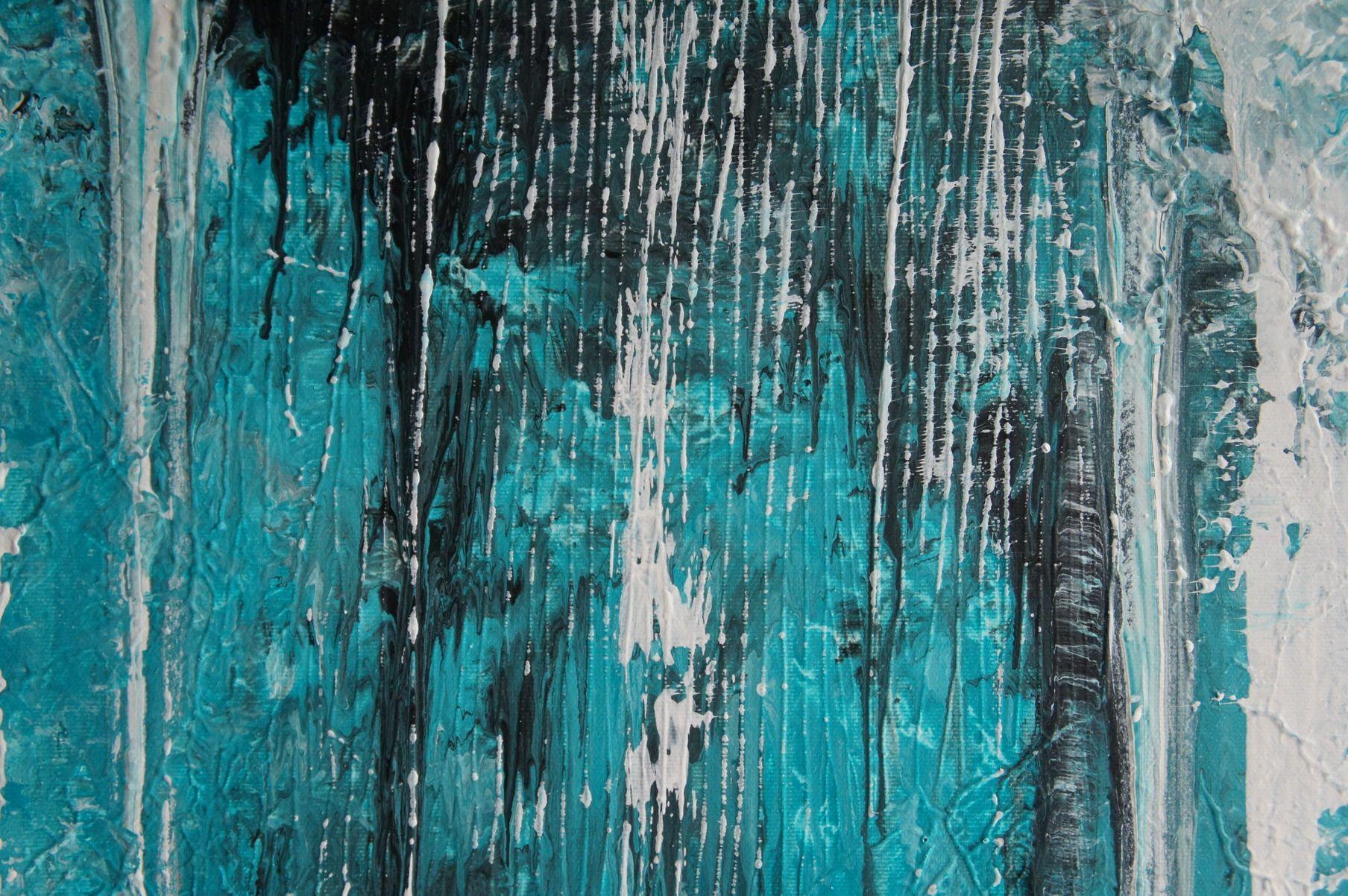 Amazonite Revealed II, Painting, Acrylic on Canvas - Blue Abstract Painting by Ansgar Dressler