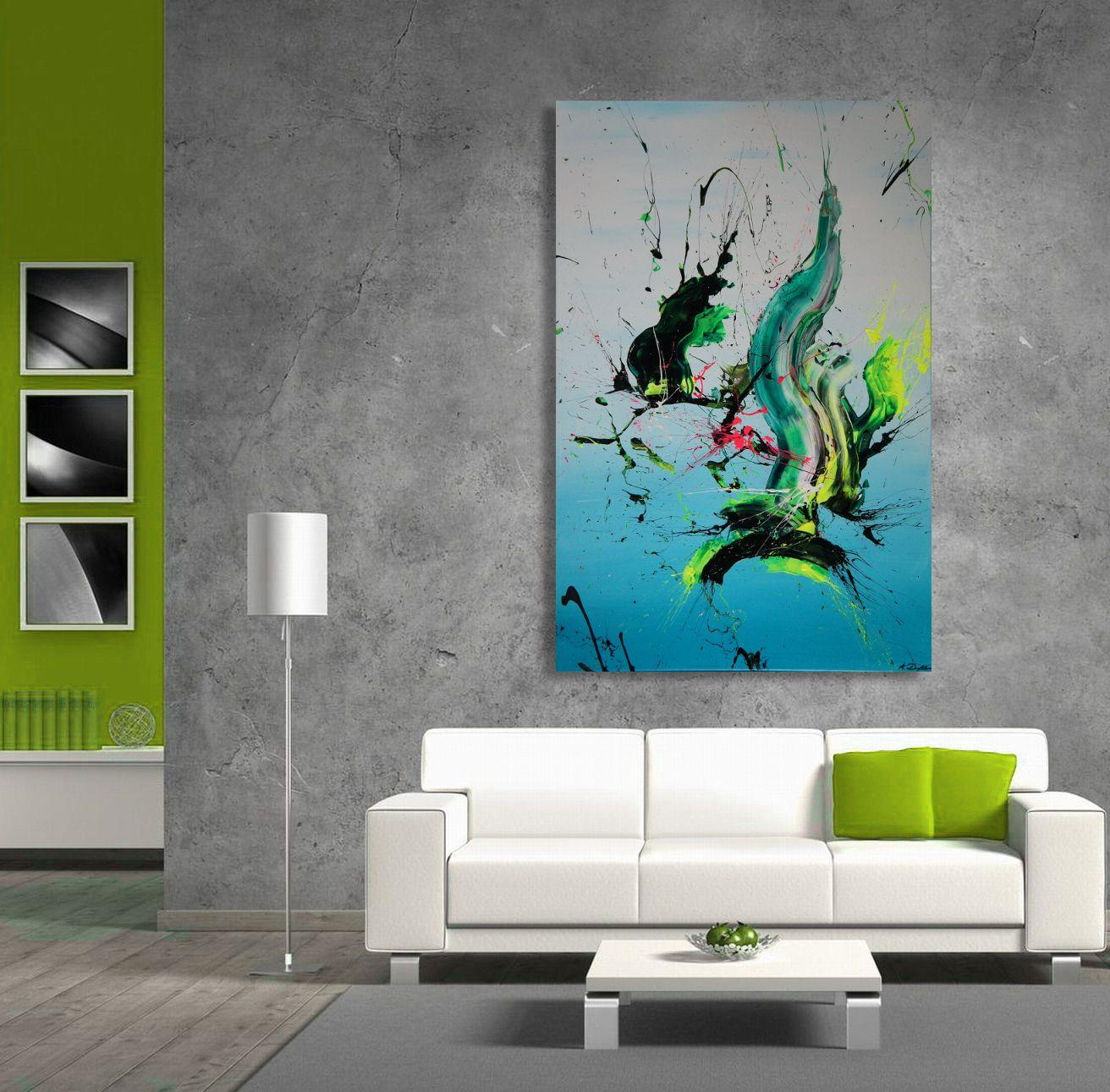 A large vertical from my new Spirits Of Skies Collection.    This one comes with bright neon colors (yellow and green, and some pink) mixed with dark green, black, and white, against a distant appearing background with an airy feel. Enjoy!    Unique