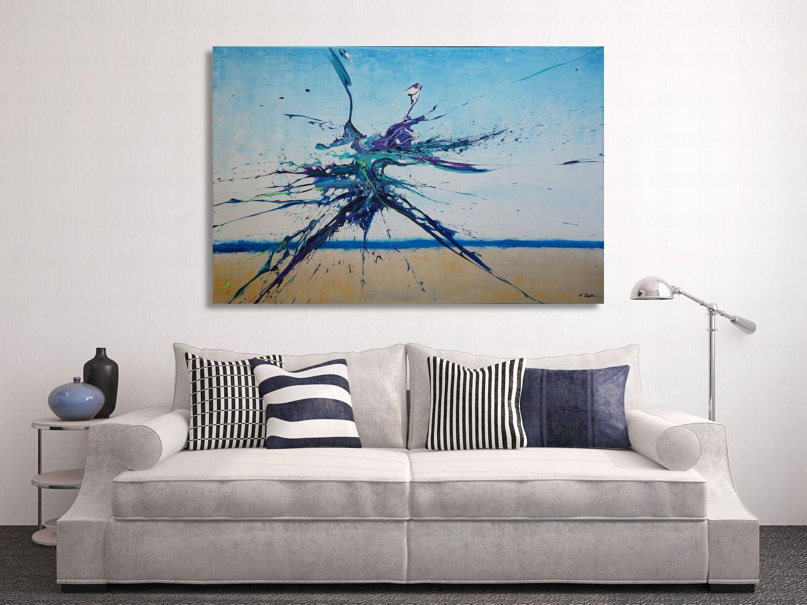 Artist's Beach IV (Spirits Of Skies 096131), Painting, Acrylic on Canvas - Blue Abstract Painting by Ansgar Dressler