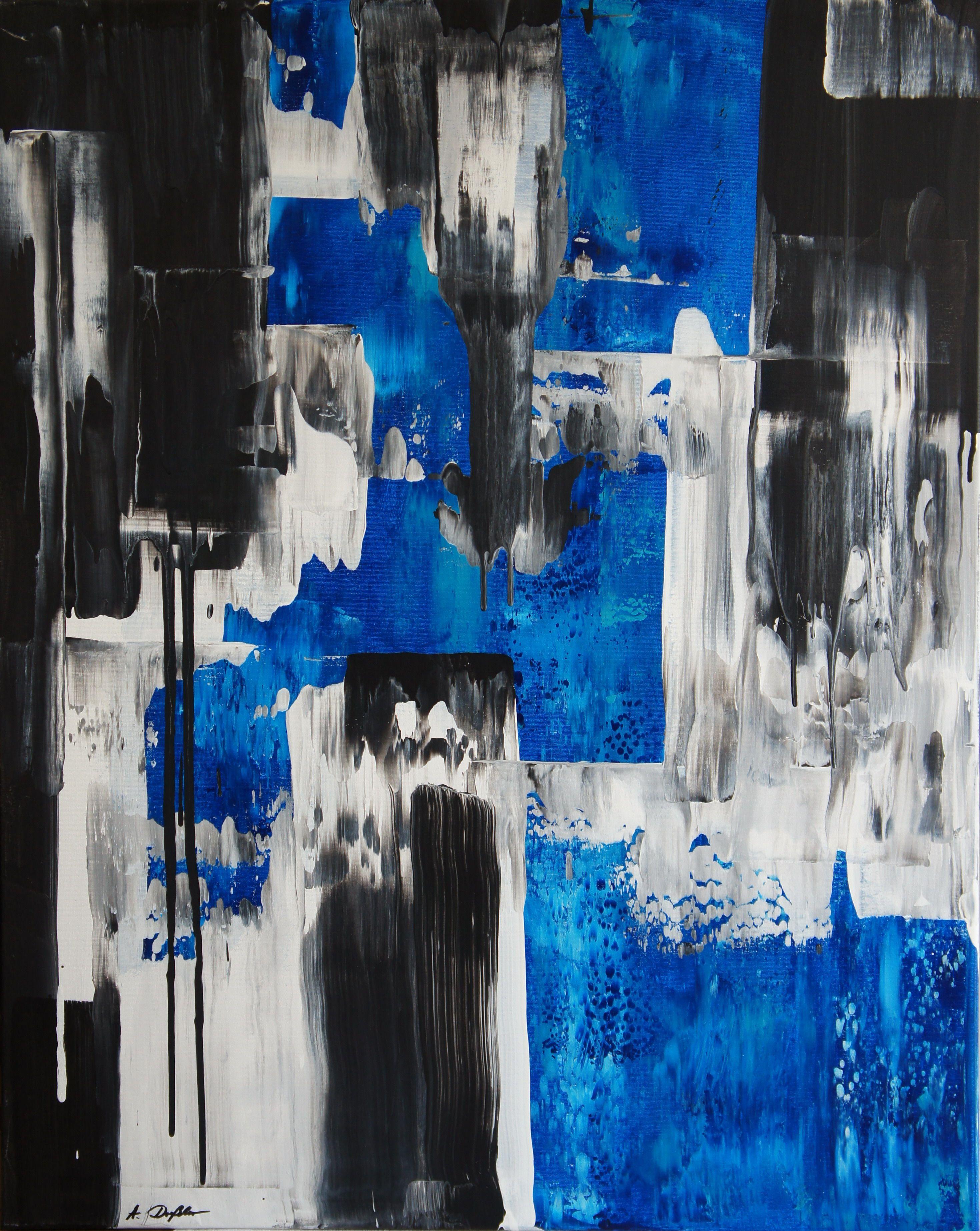 Ansgar Dressler Abstract Painting - Blue Core II, Painting, Acrylic on Canvas