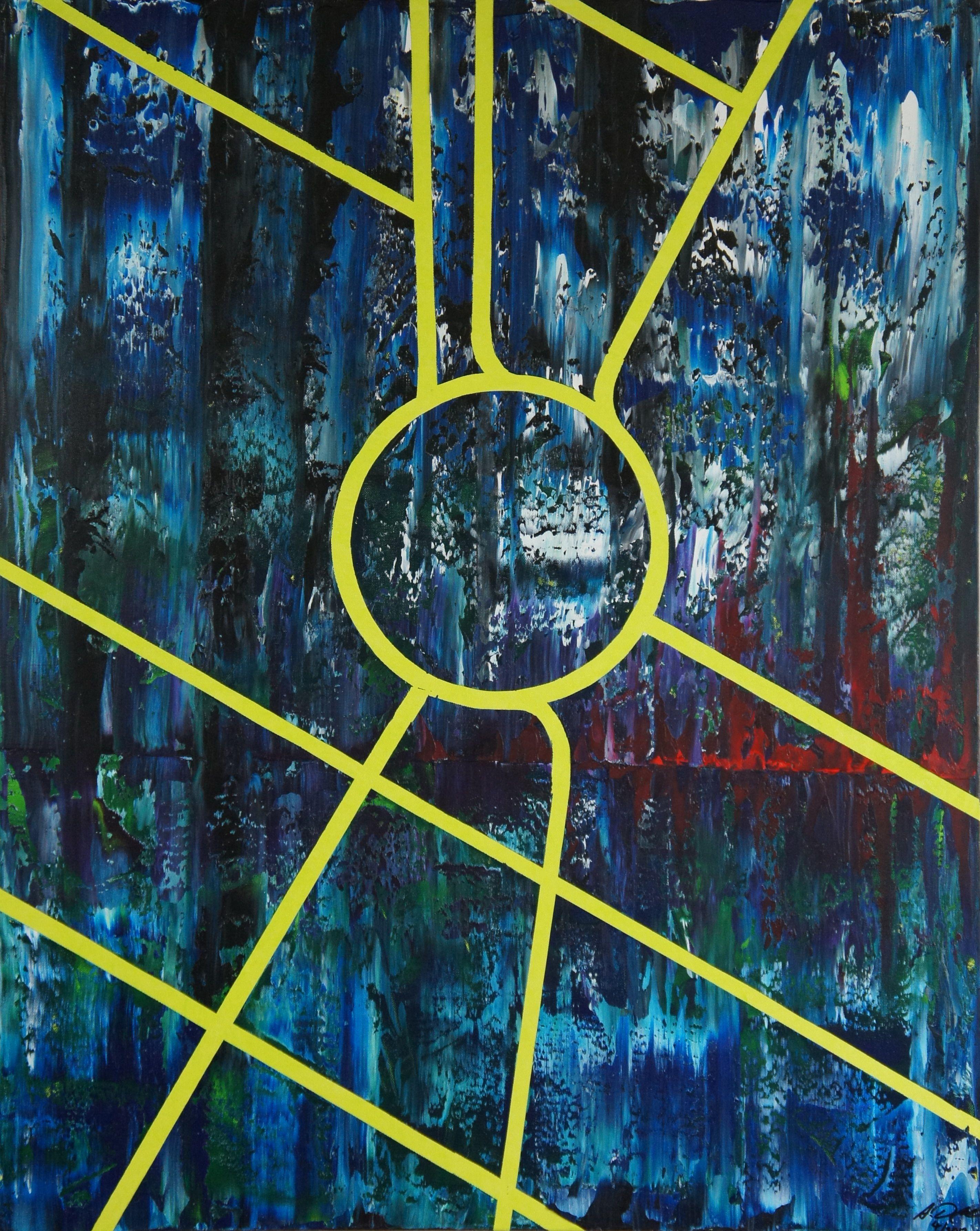Ansgar Dressler Abstract Painting - Columbus Circle, New York City, Painting, Oil on Canvas