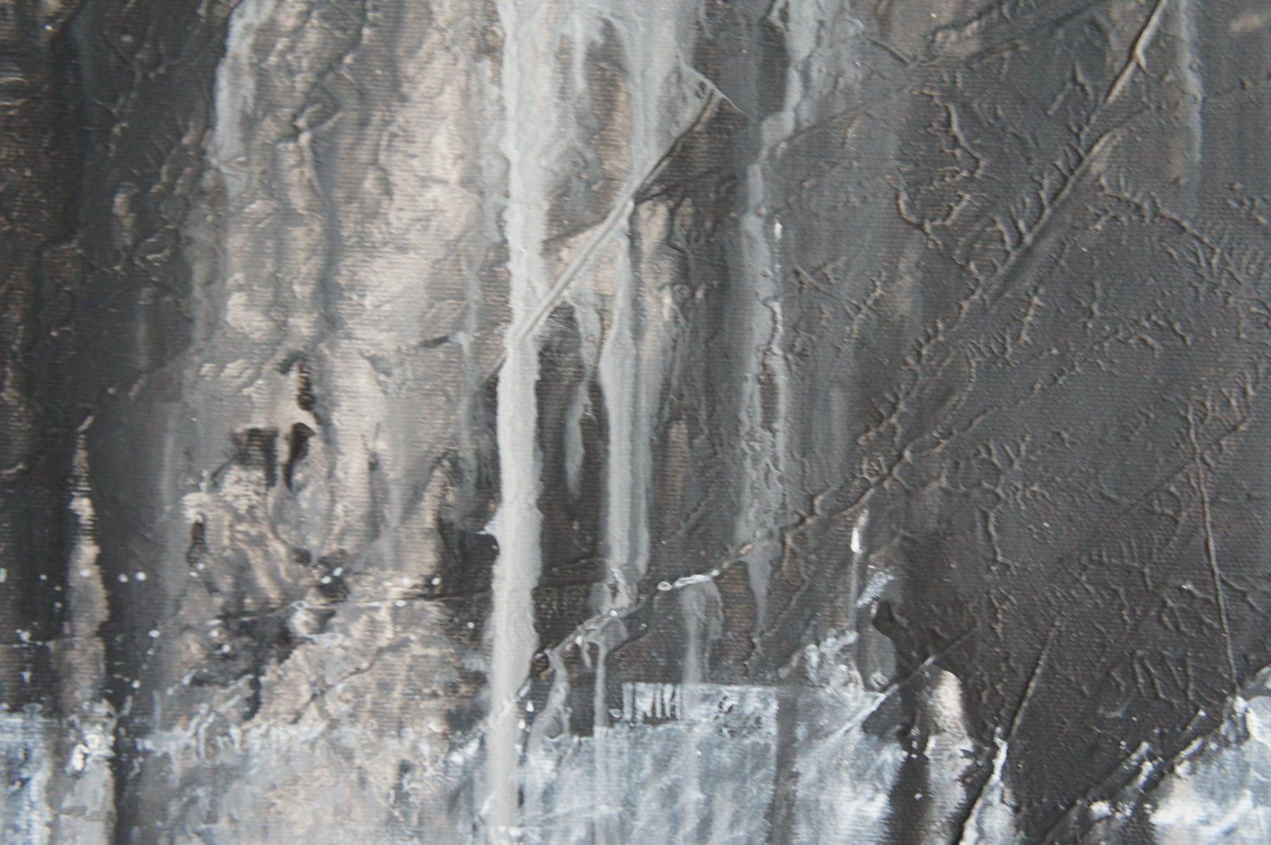 Enigma, Pintura, Acrílico sobre lienzo - Abstract Painting Gris de Ansgar Dressler