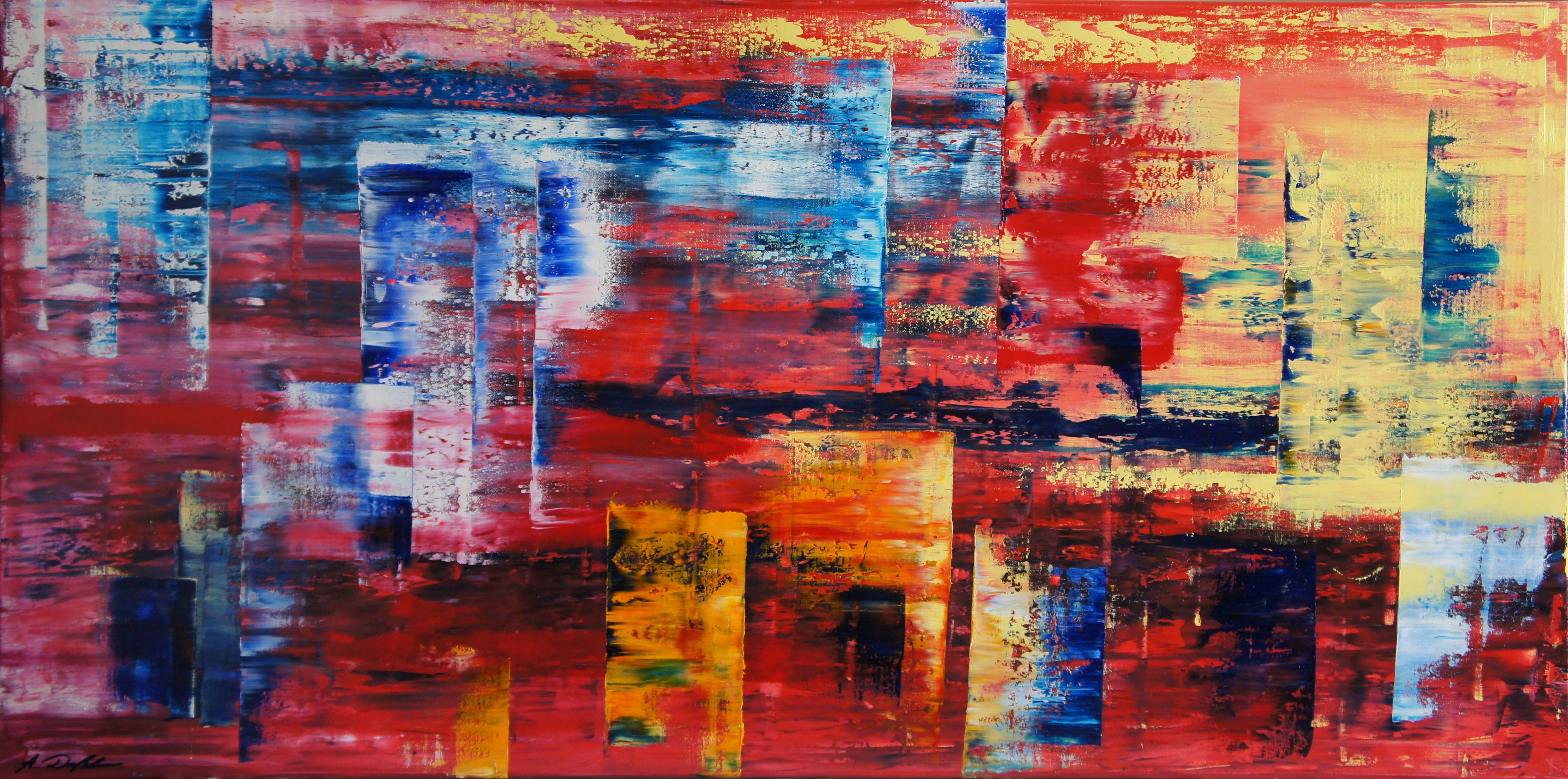Abstract Painting di Ansgar Dressler - Fuoco e ghiaccio, Pittura, Olio su tela