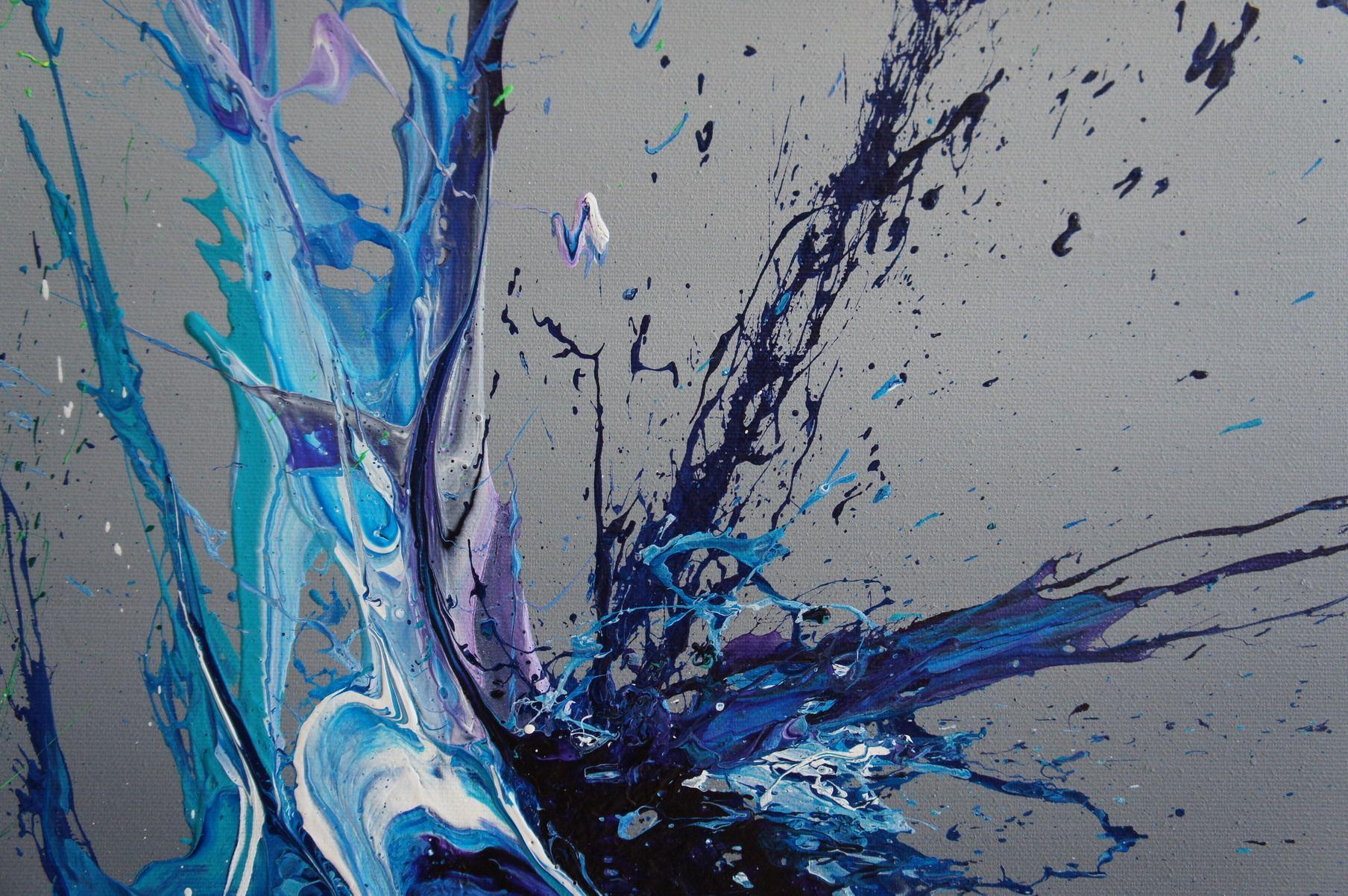 Primo bacio (Spiriti dei Cieli 100183), Pittura, Acrilico su tela - Abstract Painting Grigio di Ansgar Dressler