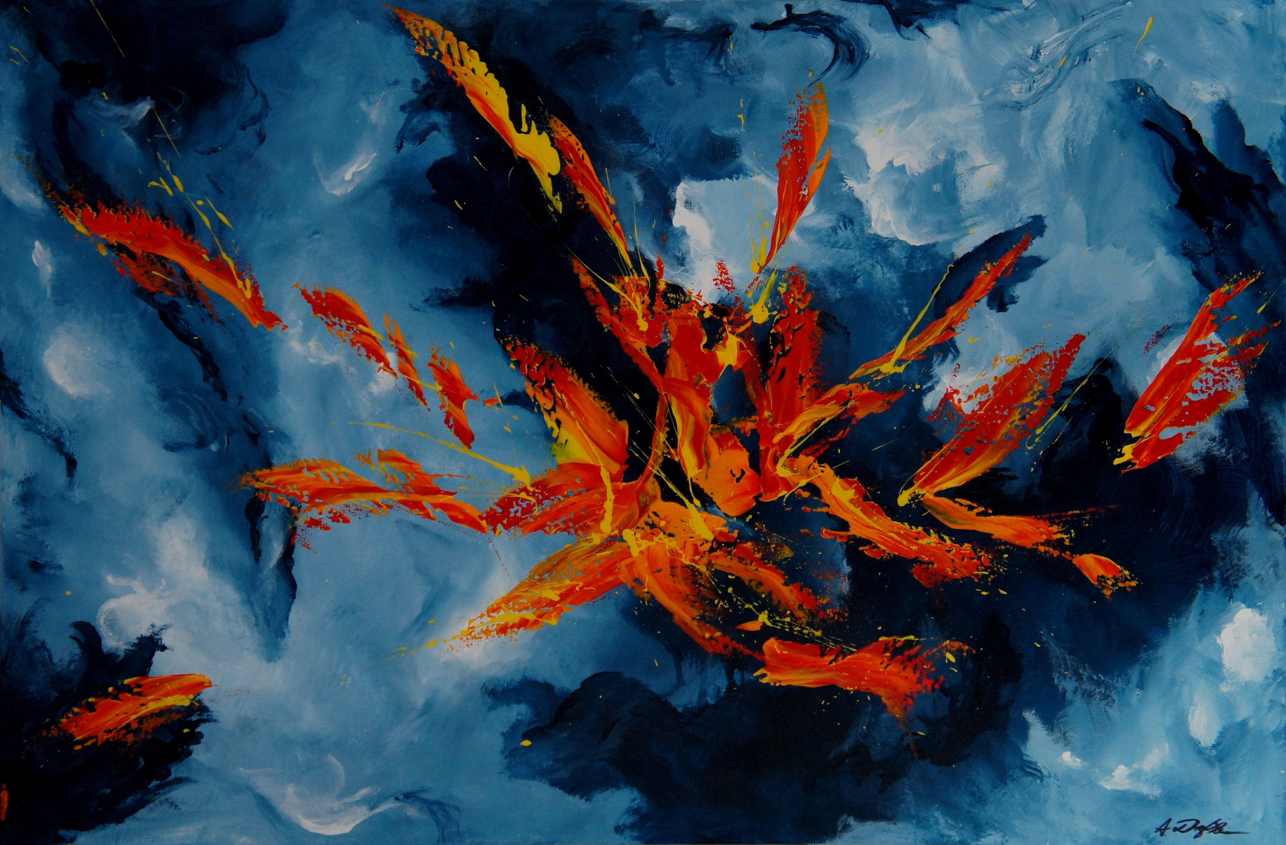 Abstract Painting Ansgar Dressler - Freedom From Concern (Fabriqué de vue), peinture, acrylique sur toile