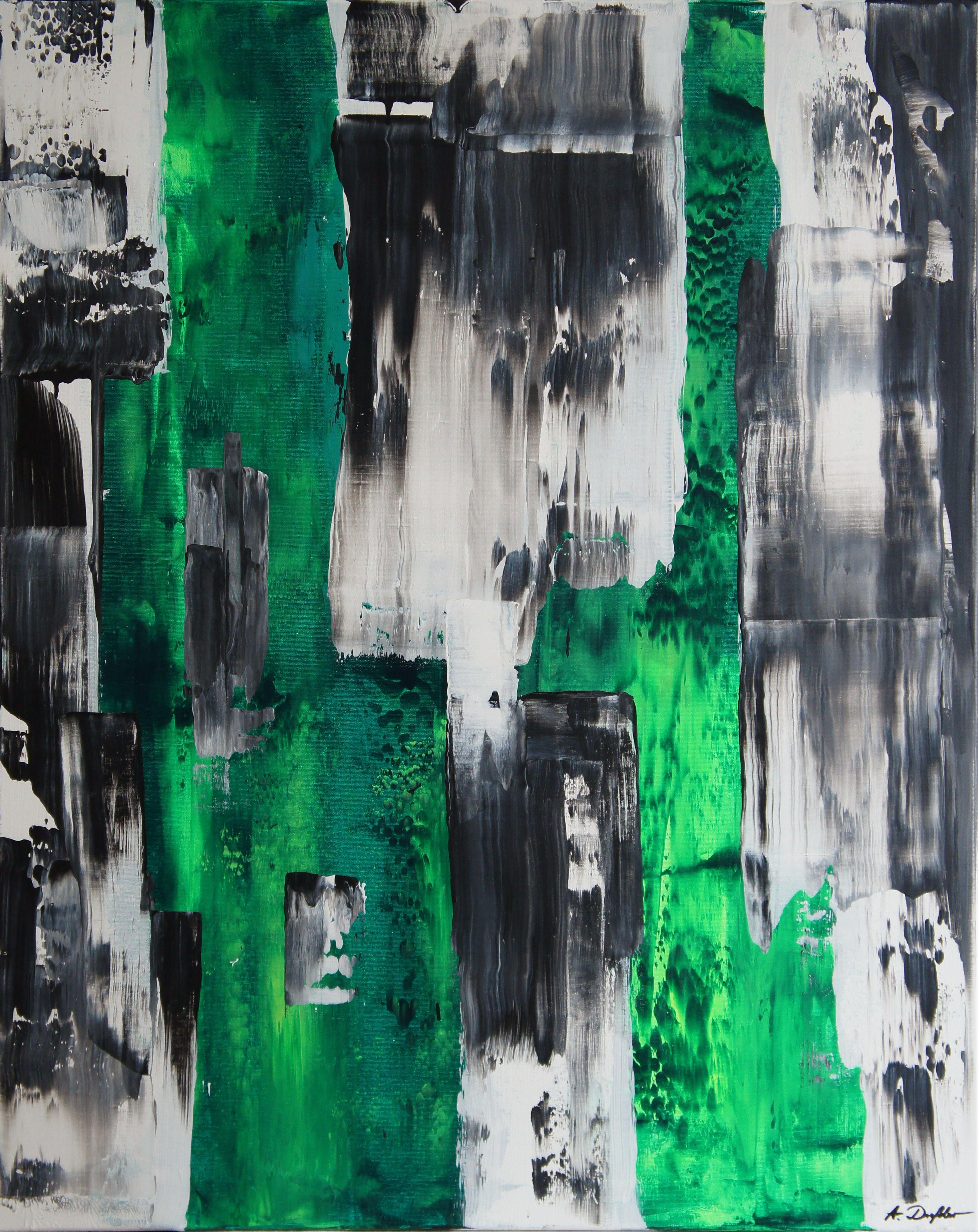 Ansgar Dressler Abstract Painting - Green Core II, Painting, Acrylic on Canvas
