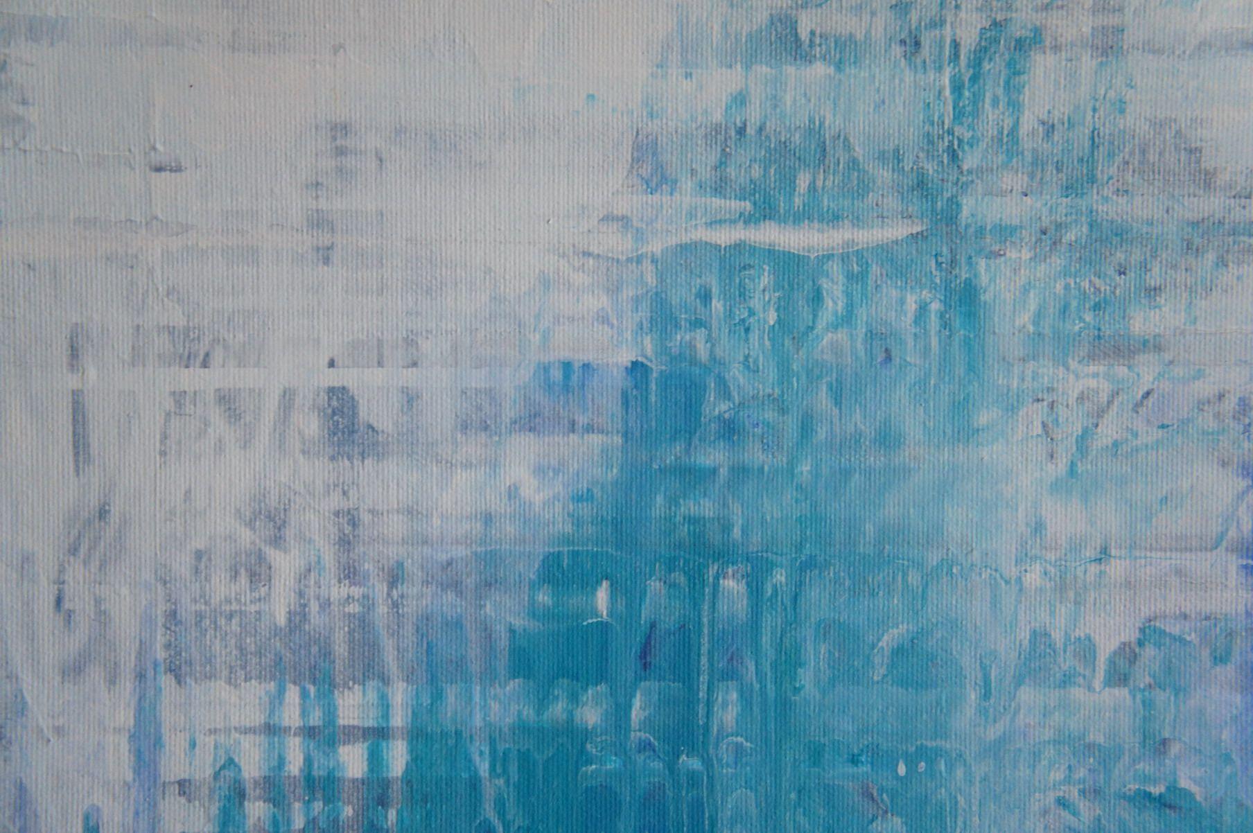 Este es uno muy grande en tonos suaves pero helados de blanco, azul, azul turquesa: un abstracto de una cascada de hielo en el salvaje paisaje invernalâ€¦.Â¡Disfruta!    Pintura única con colores acrílicos de alta calidad sobre lienzo de galería