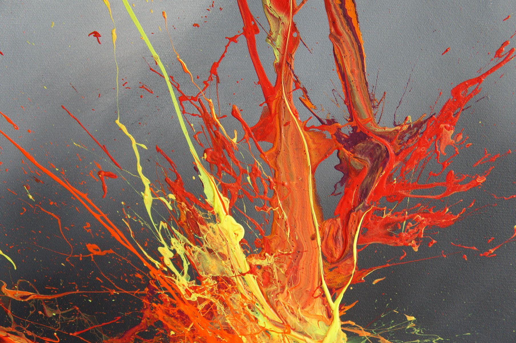 Luminous Bursts X (Spirits Of Skies 080174), Pittura, Acrilico su tela - Abstract Painting Grigio di Ansgar Dressler