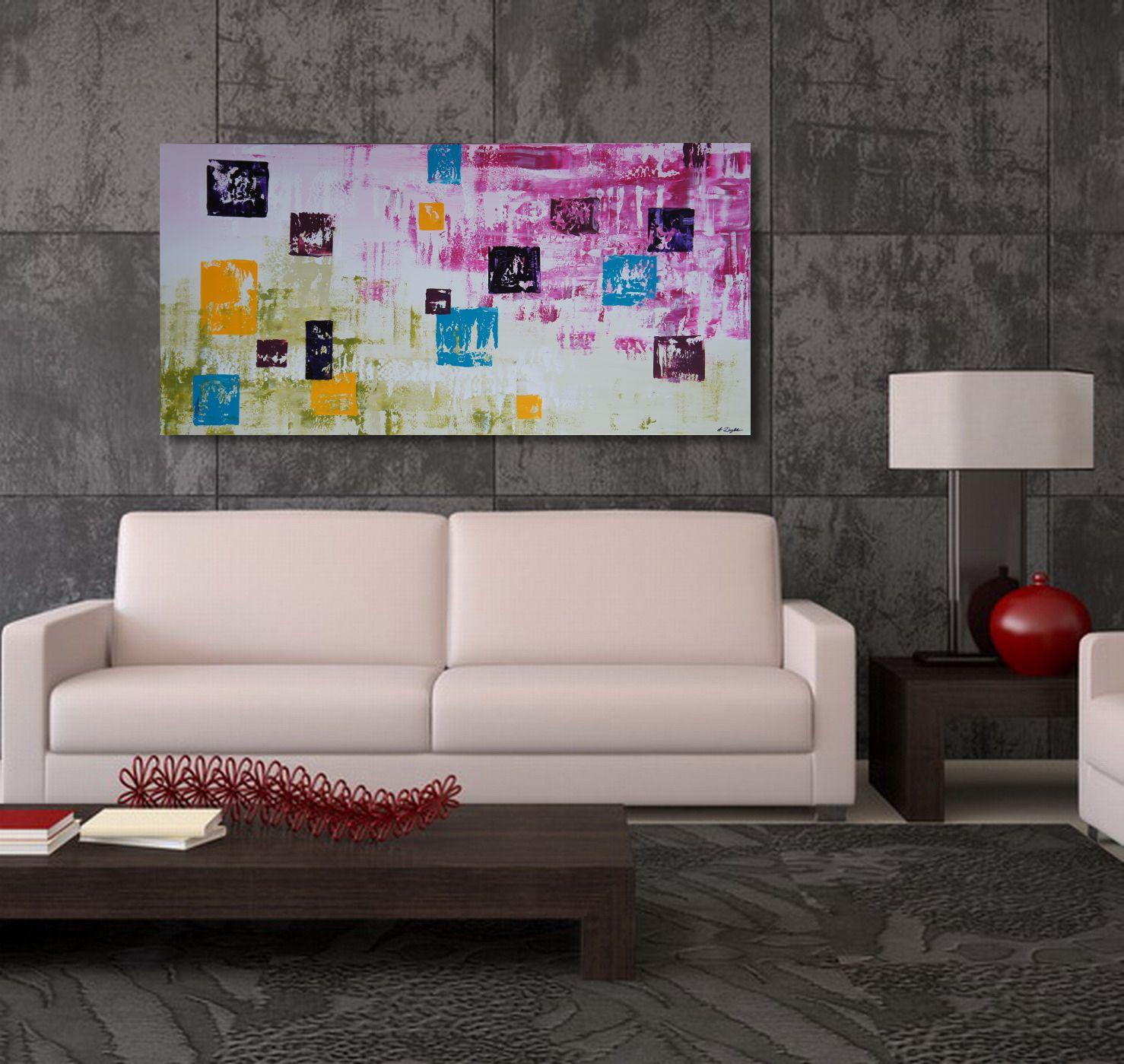 New Flavors At The Candy Store, Painting, Acrylic on Canvas - Gray Abstract Painting by Ansgar Dressler