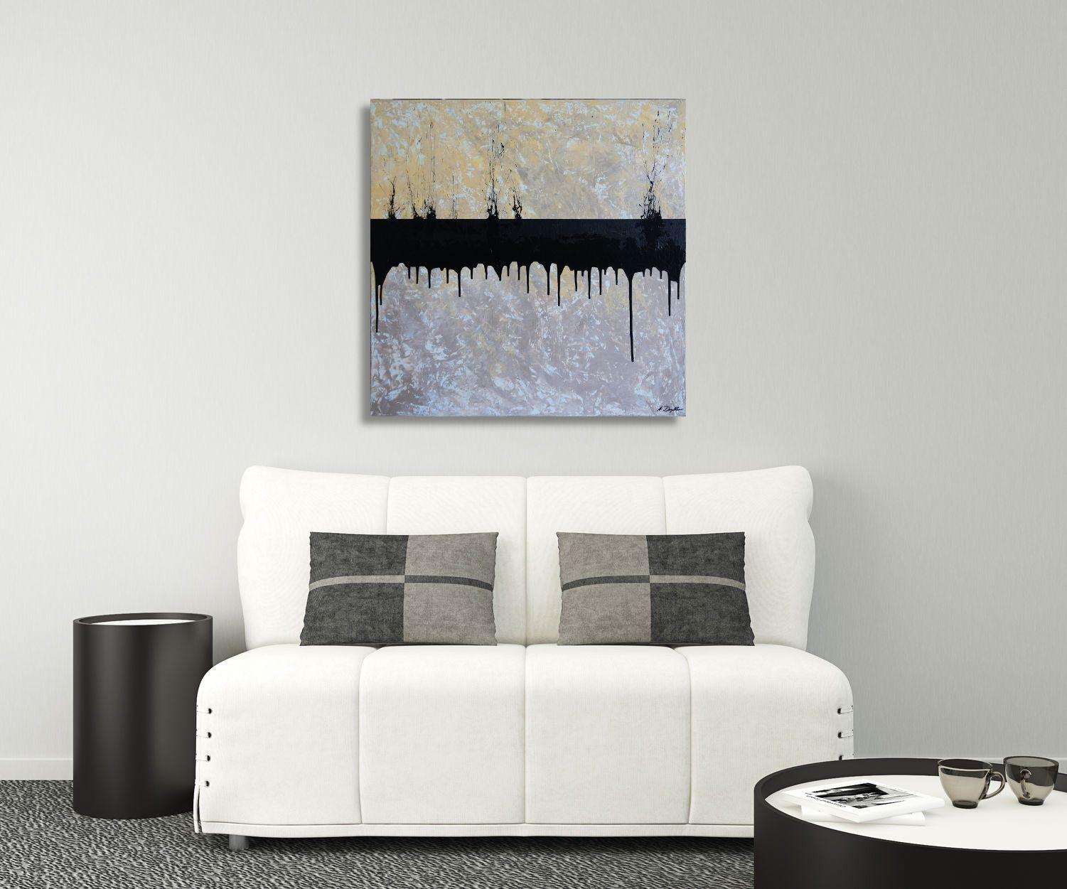 Oil Field, Painting, Acrylic on Canvas - Gray Abstract Painting by Ansgar Dressler