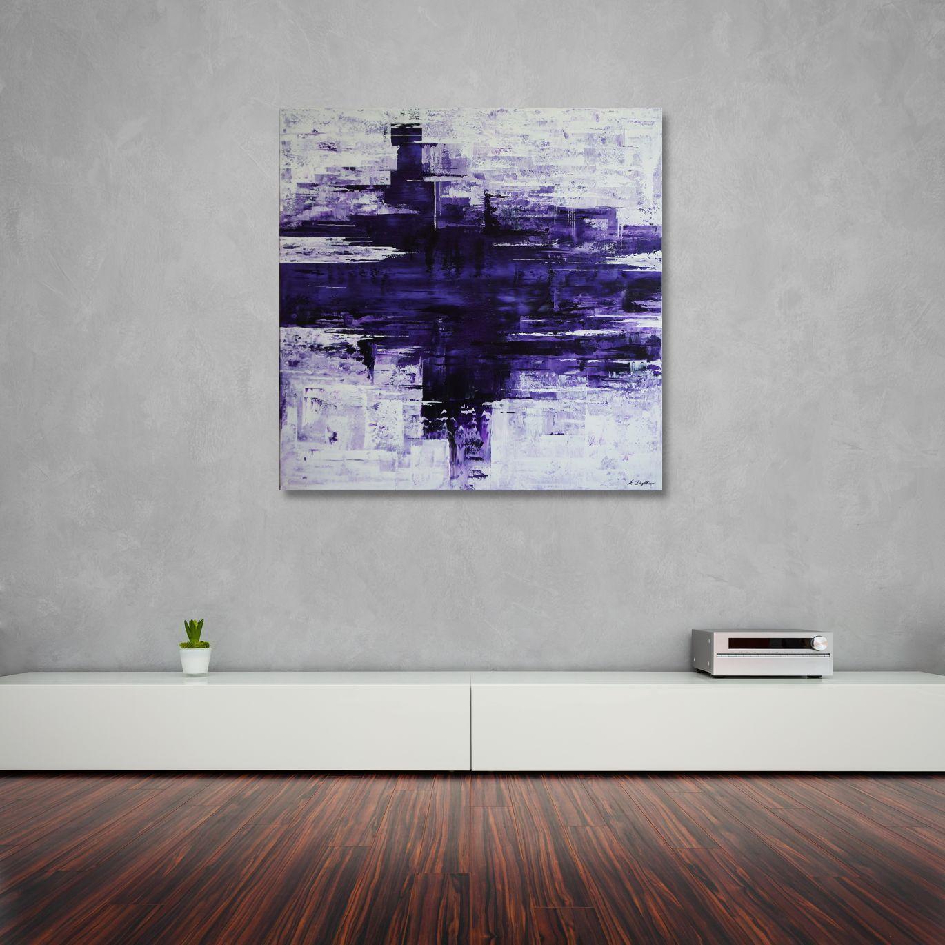Deshielo púrpura, Pintura, Acrílico sobre lienzo - Painting Abstracto de Ansgar Dressler