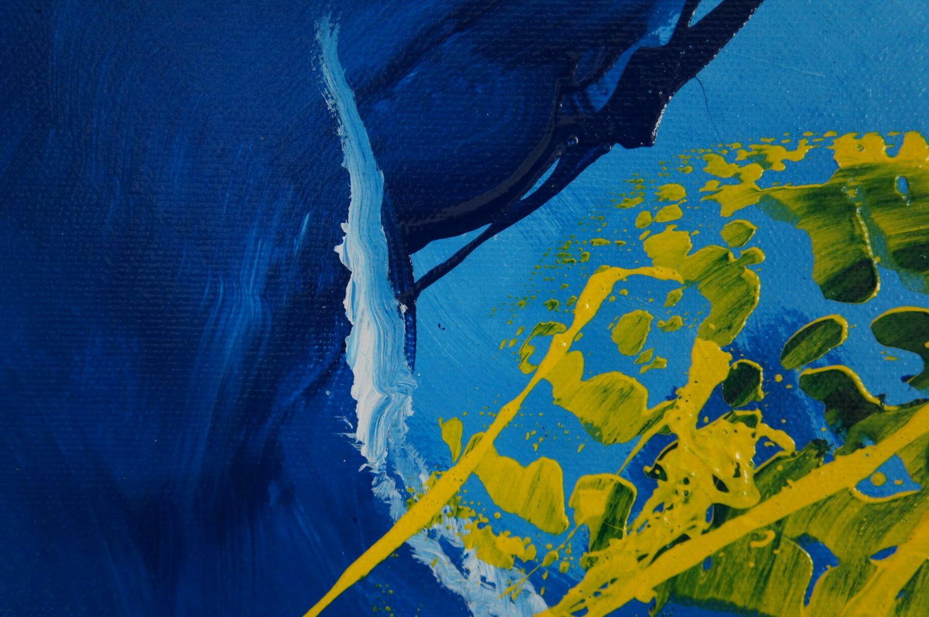 Evoluzione precipitosa, Pittura, Acrilico su tela - Abstract Painting Blu di Ansgar Dressler