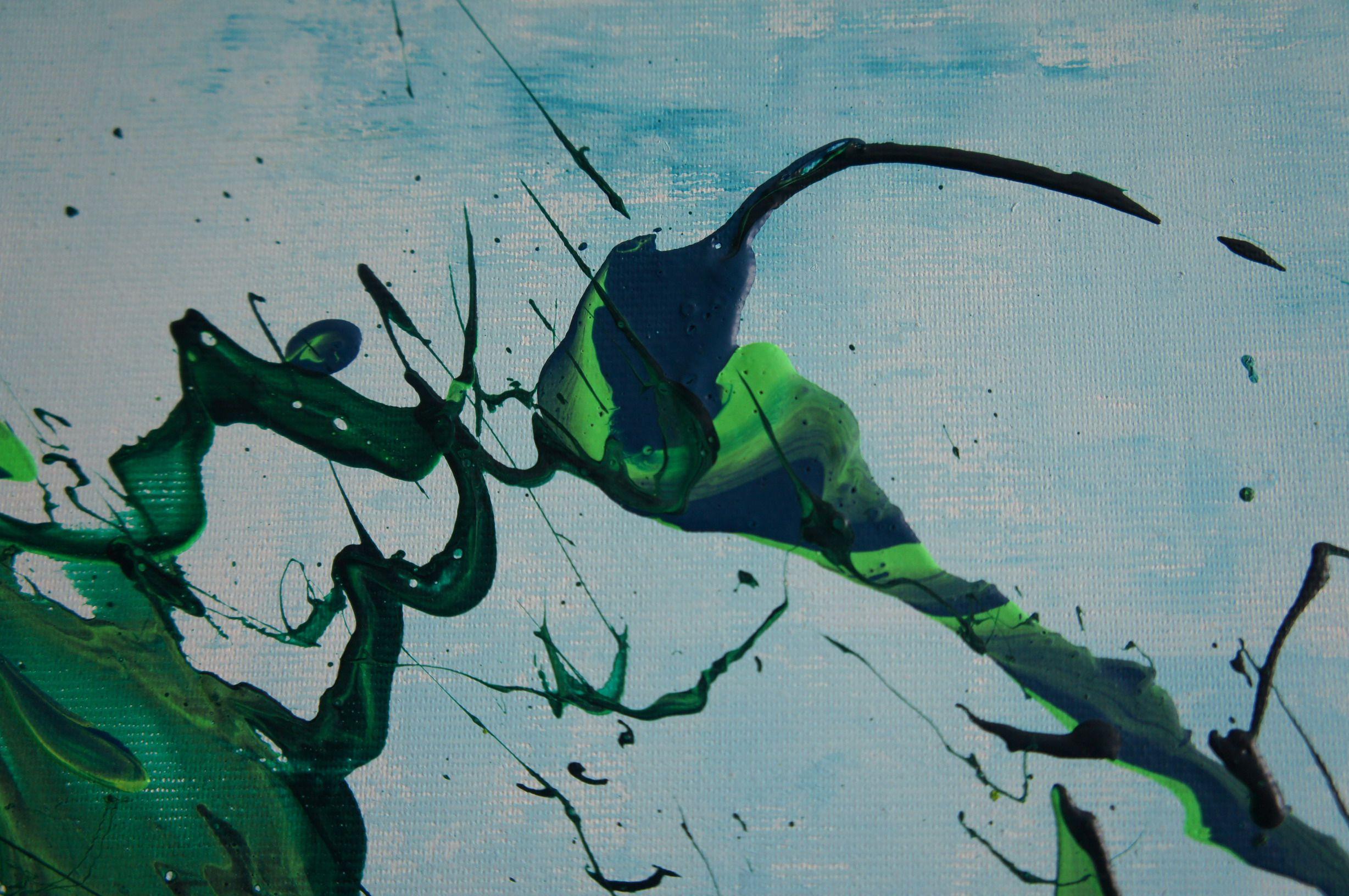 Satellite (Spirits Of Skies 100094), Pittura, Acrilico su tela - Abstract Painting Grigio di Ansgar Dressler
