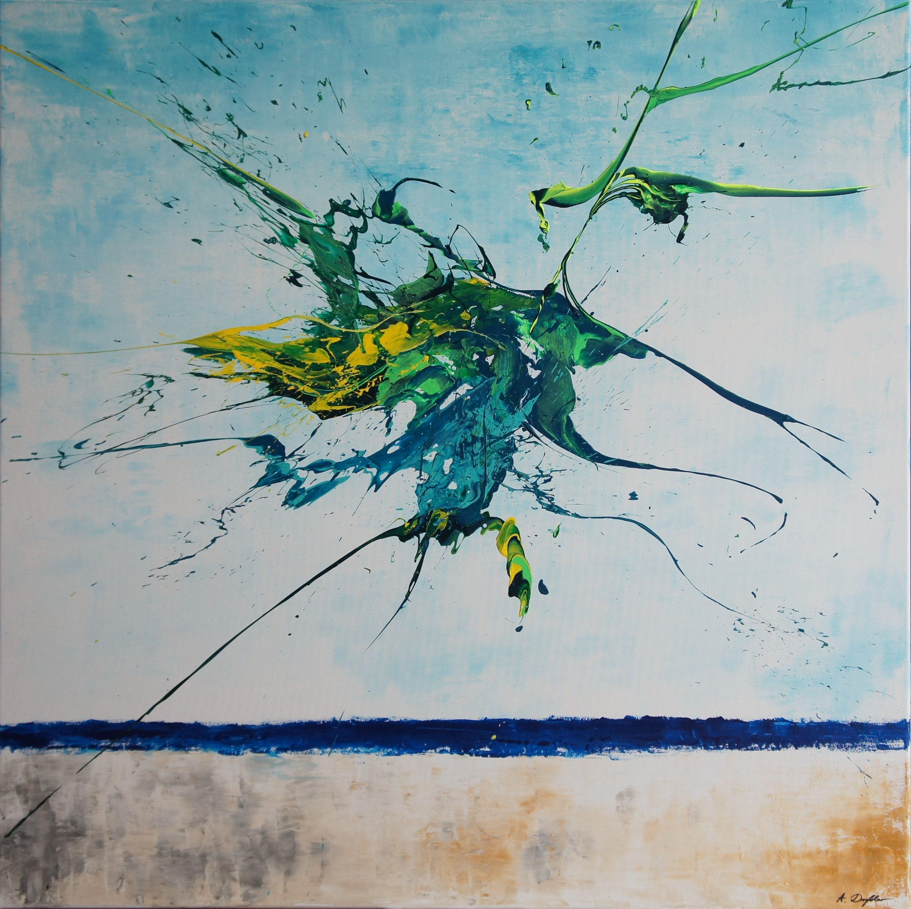 Abstract Painting di Ansgar Dressler - Satellite (Spirits Of Skies 100094), Pittura, Acrilico su tela