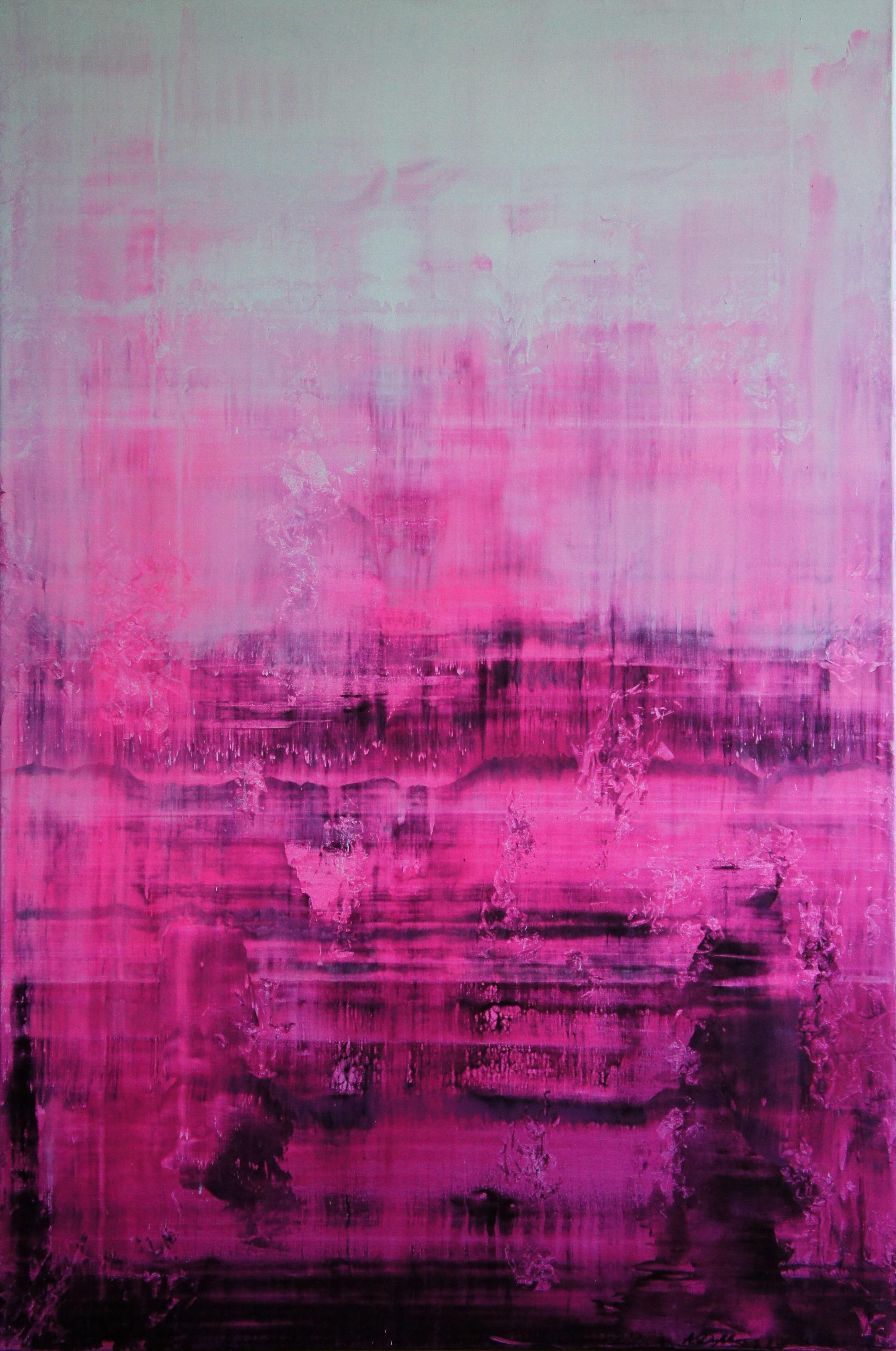 Abstract Painting di Ansgar Dressler - Le piace sognare in rosa I, Pittura, Acrilico su tela