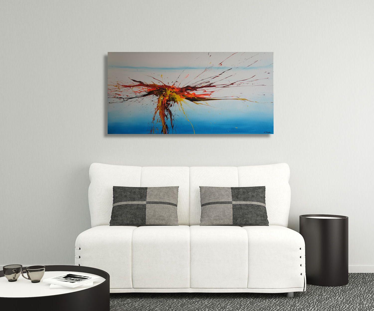 Another large horizontal one from the Sky Buzz series within my Spirits Of Skies Collection.    This one comes with touches of bright neon orange and yellow mixed with black and dark red, against a distant appearing sky that gives an effect of