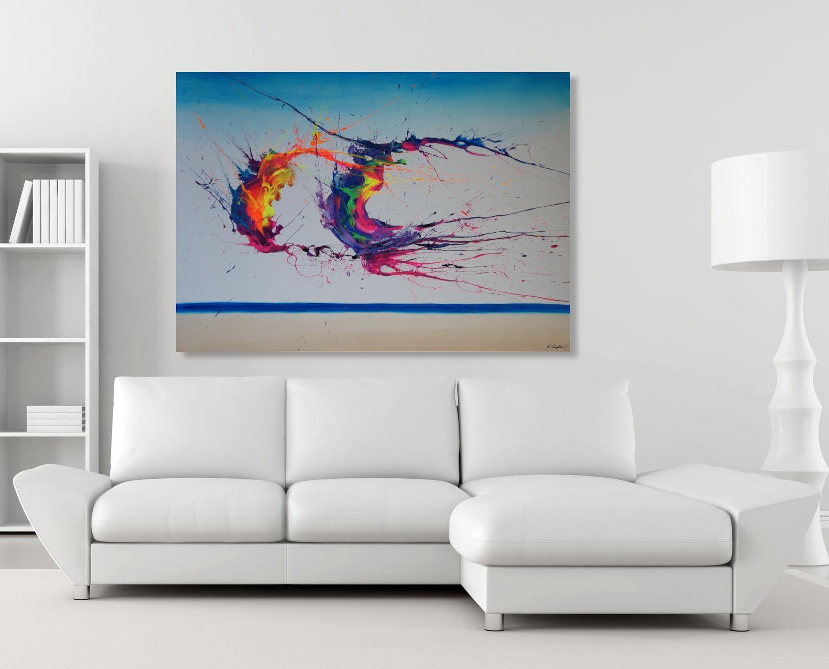 Fenómeno estival II (Espíritus de los cielos 140204), Pintura, Acrílico sobre lienzo - Abstract Painting Gris de Ansgar Dressler