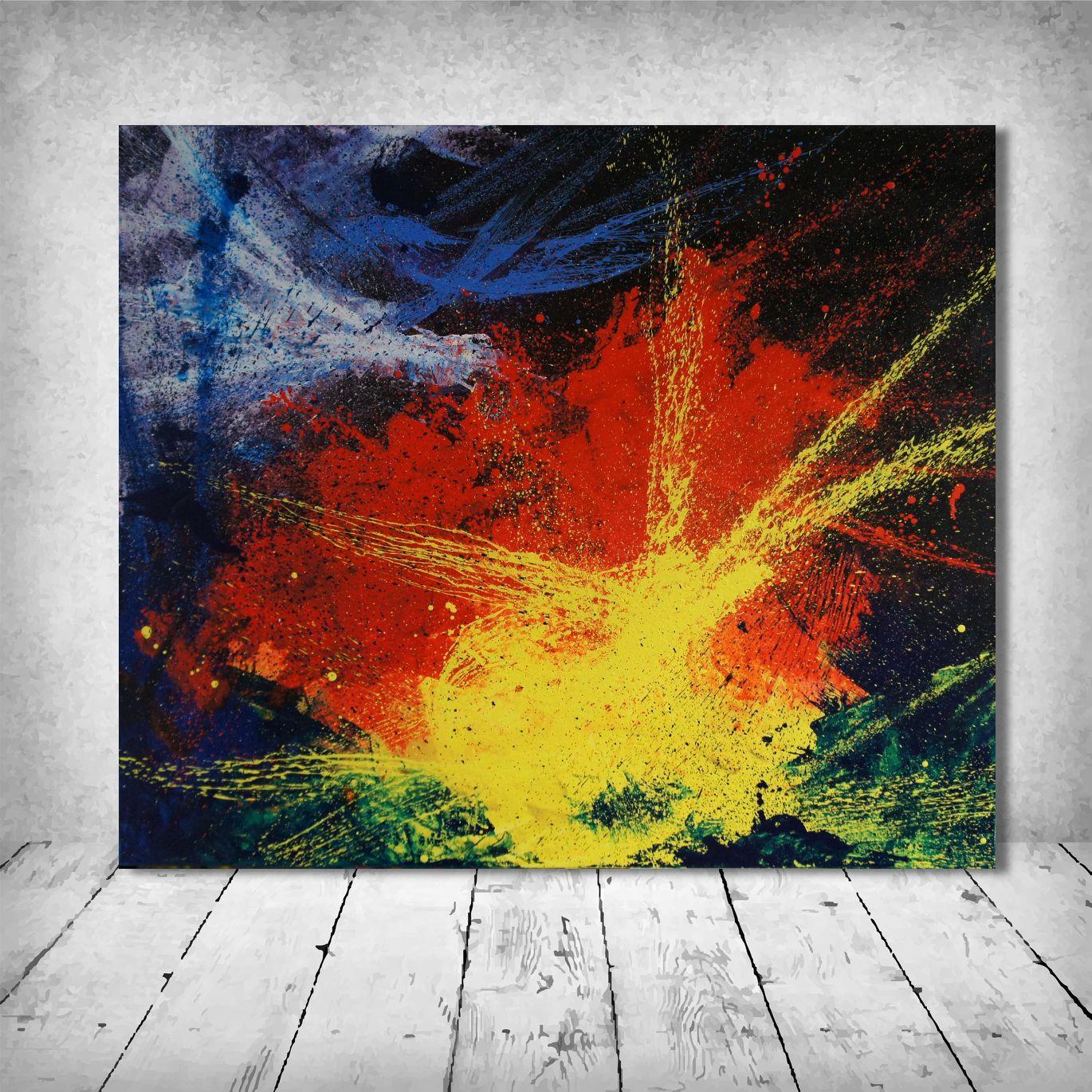 L'esplosione, Pittura, Olio su tela - Abstract Painting Nero di Ansgar Dressler