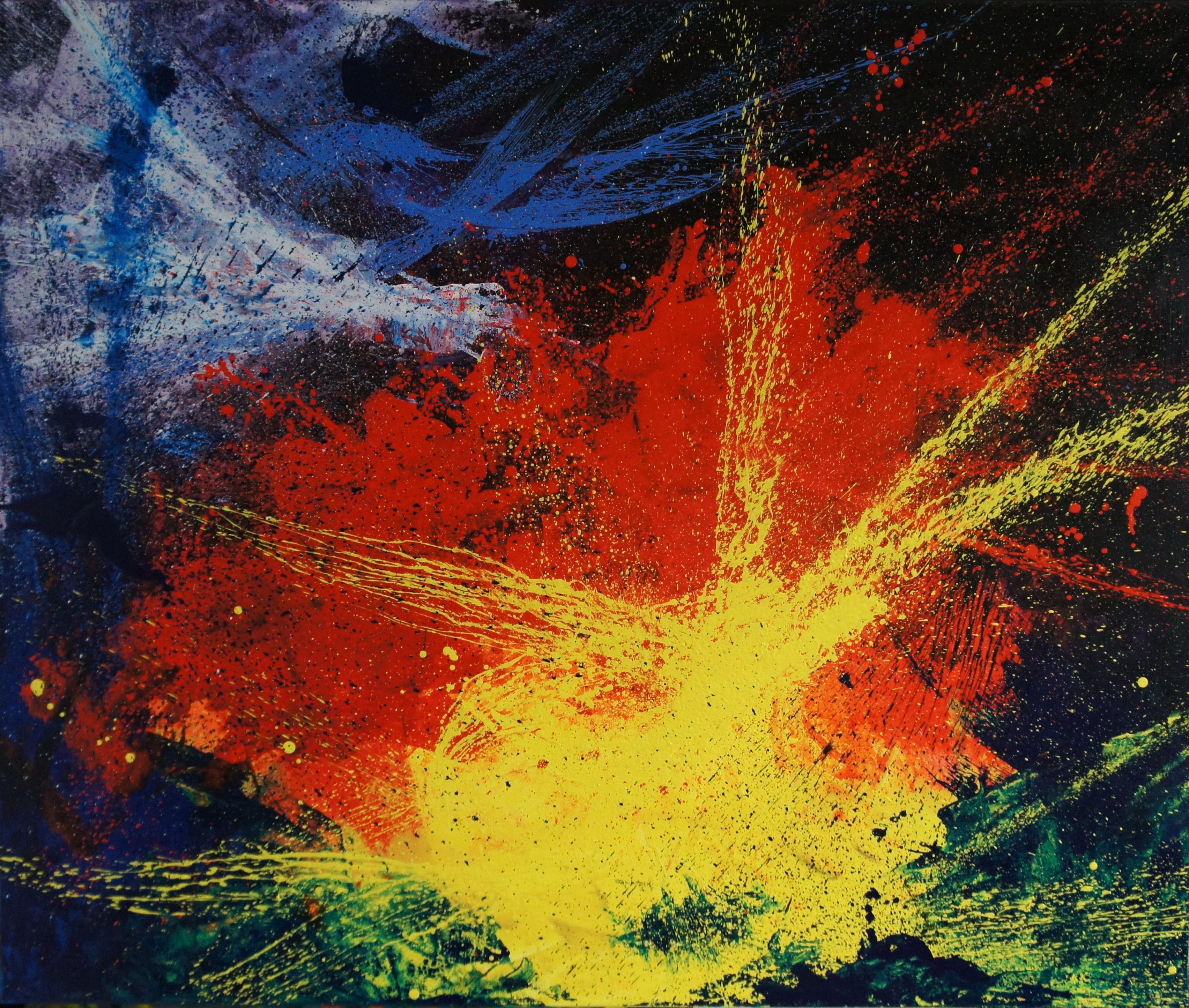 Abstract Painting di Ansgar Dressler - L'esplosione, Pittura, Olio su tela