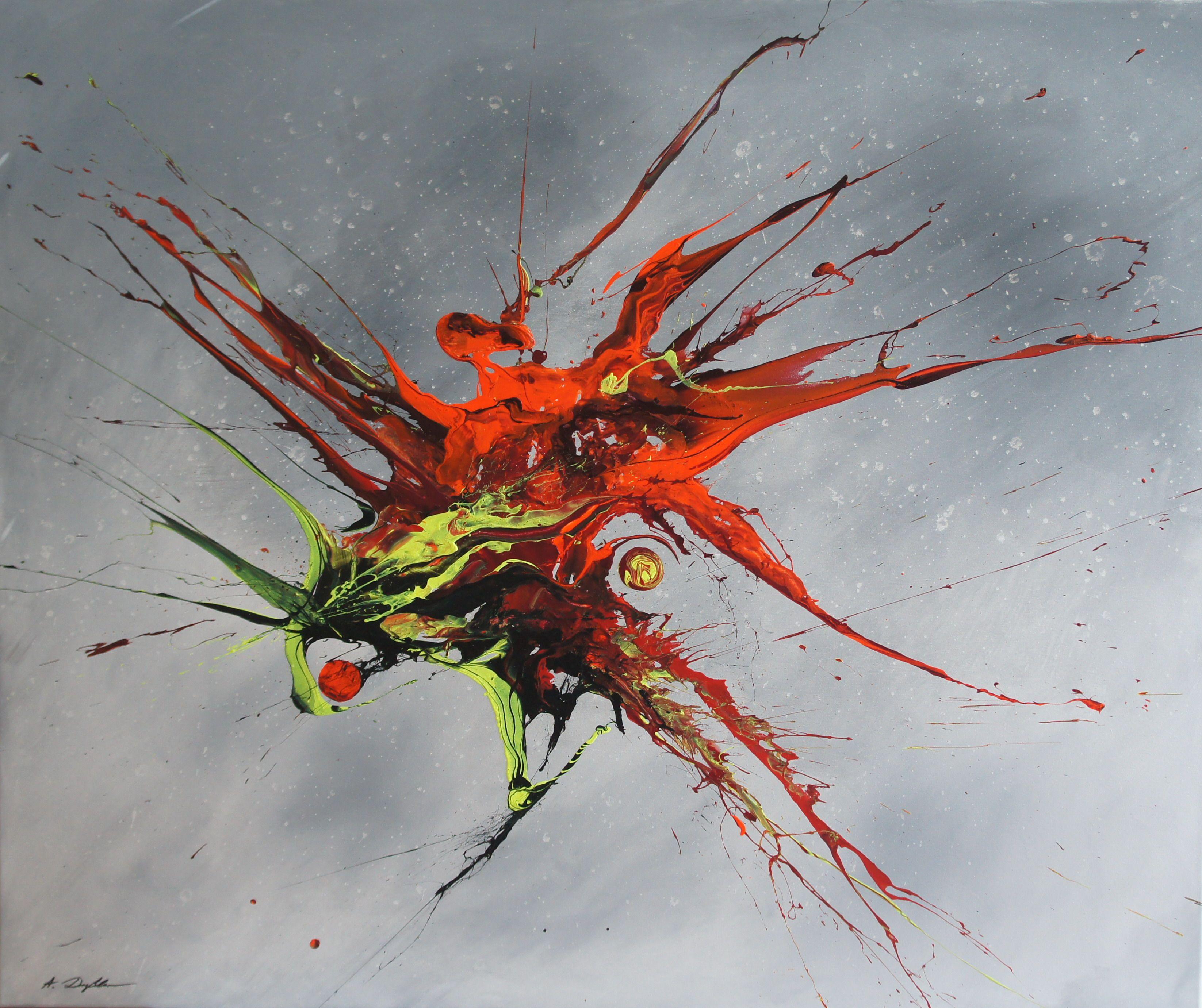 Abstract Painting de Ansgar Dressler - El enfrentamiento (Espíritus de los cielos 120144), Pintura, Acrílico sobre lienzo