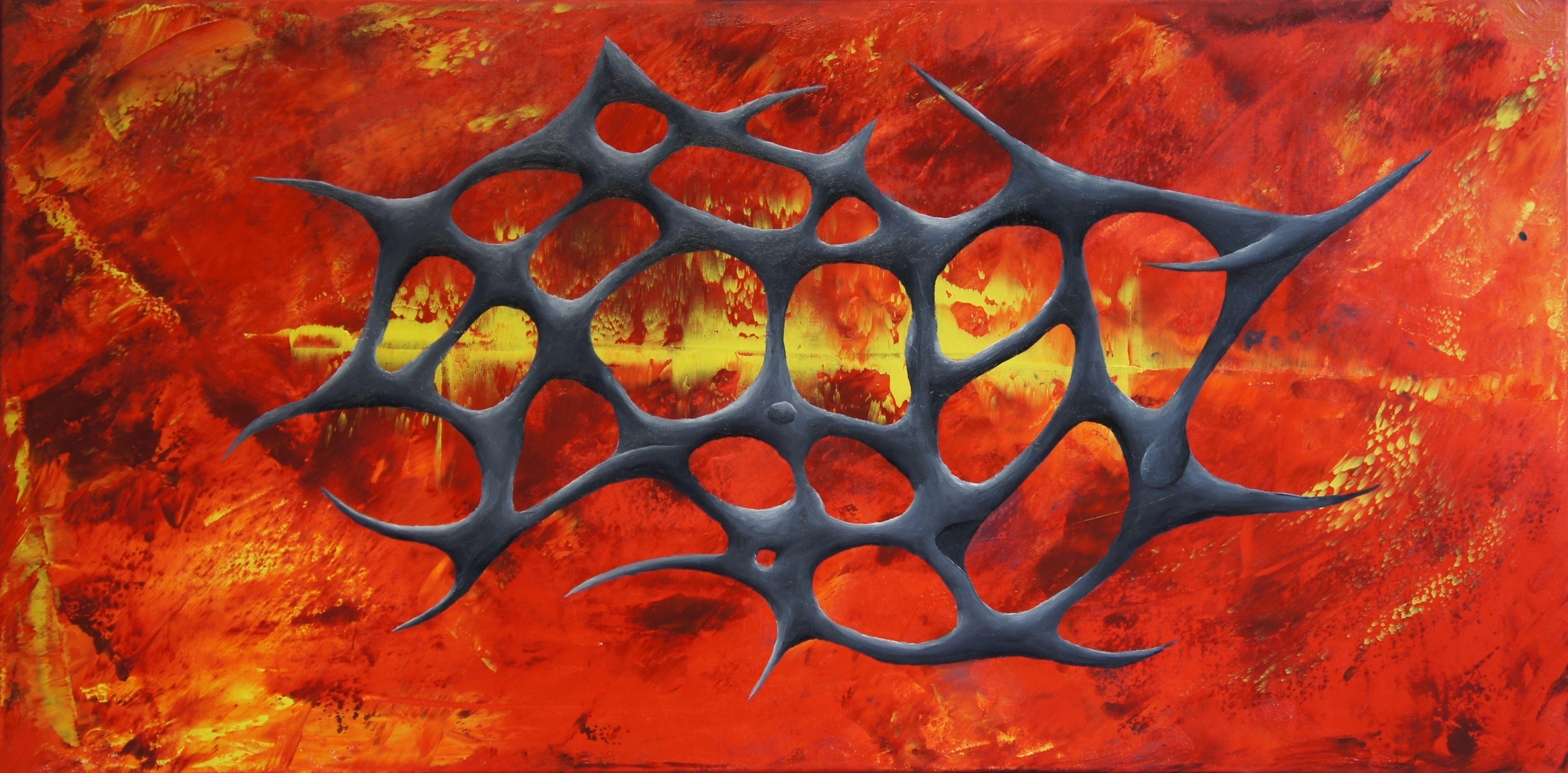 Ansgar Dressler Abstract Painting - Vulcano Forged (100 x 50 cm) XL oil (40 x 20 inche, Painting, Oil on Canvas