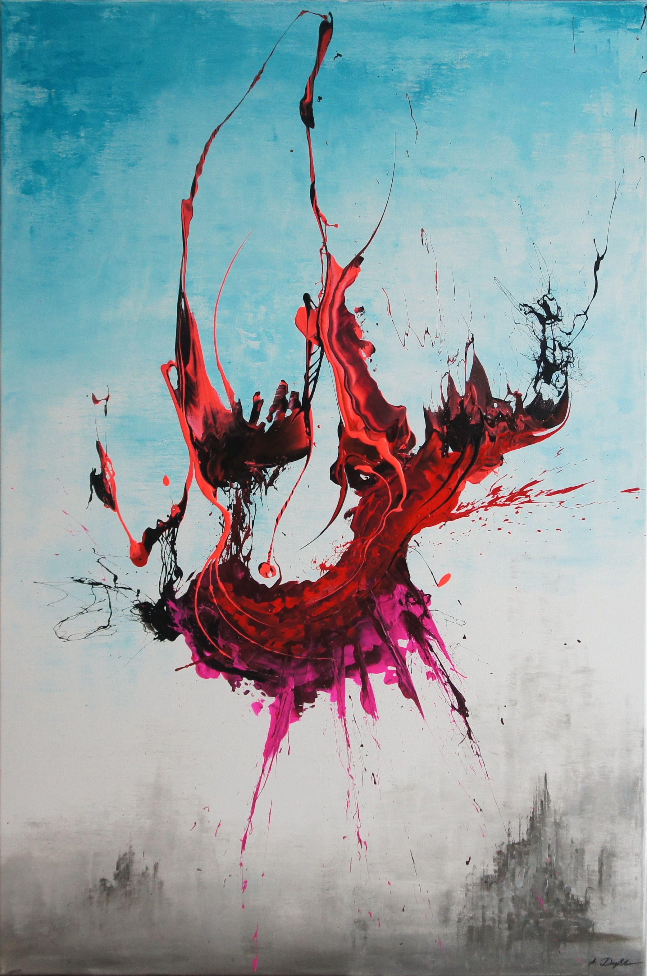 Abstract Painting Ansgar Dressler - « War Of The Worlds I » (Spirits Of Skies 096095), peinture, acrylique sur toile