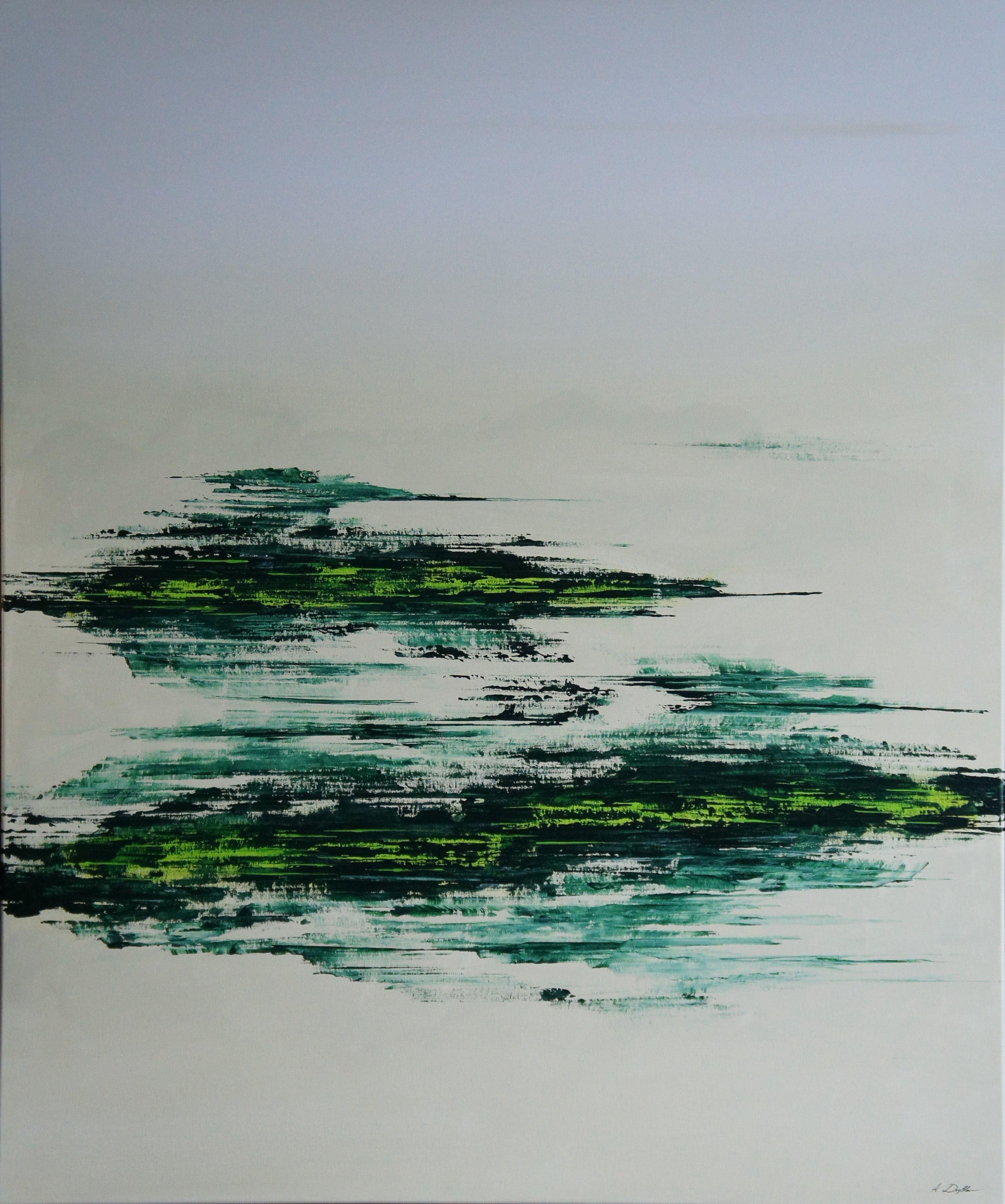 Abstract Painting de Ansgar Dressler - Verde muy abierto (100 x 120 cm) XXL (40 x 48 pulgadas, Pintura, Acrílico sobre lienzo