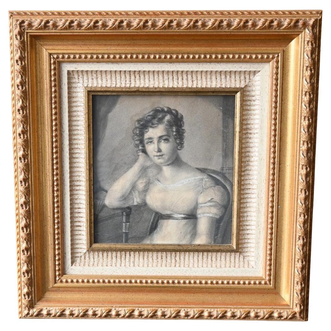 Ansiaux Antoine - Attributed To, (1764-1840) Drawing, Portrait Of A Young Woman