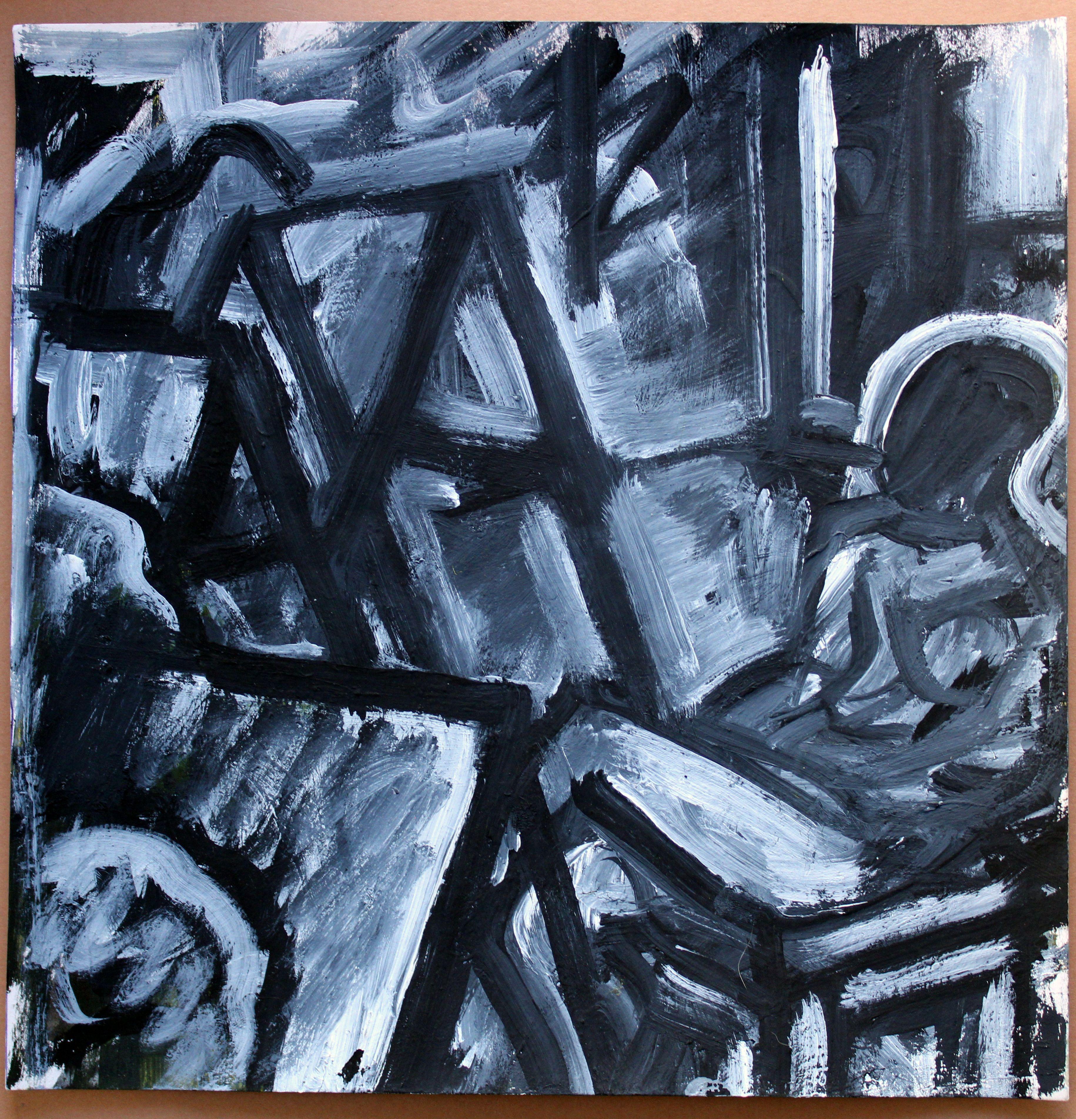 At Studio. 2023, gouache, paper, 25 x 24. 5 cm - Painting by Ansis Butnor