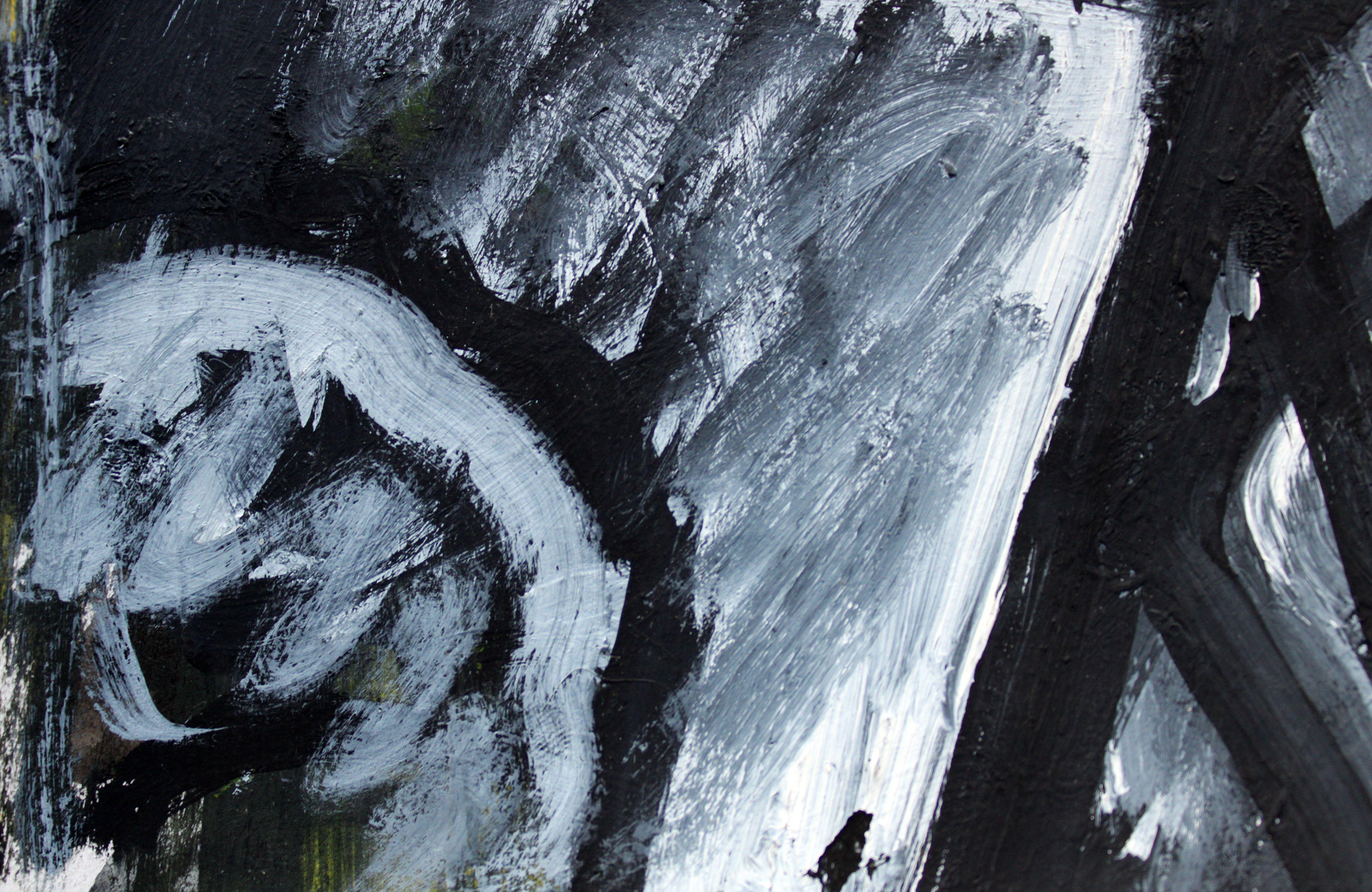 At Studio. 2023, gouache, paper, 25 x 24. 5 cm - Black Abstract Painting by Ansis Butnor